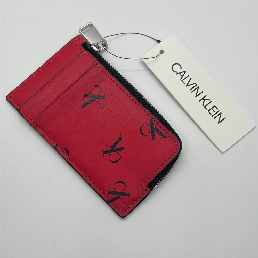 NWT Calvin Klein Red and Black Card Holder - Picture 1 of 7